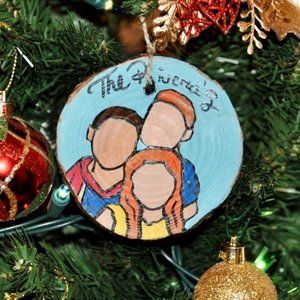 Personalized Family Pinewood Slice Christmas Ornament